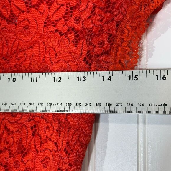 bebe Red Lace Keyhole Crop Top XS | Vintage Y2K Sheer Floral High Neck USA Made - Picture 3 of 7